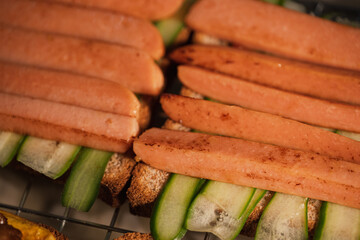 Delicious Hot Dog Buns with Sliced Cucumbers