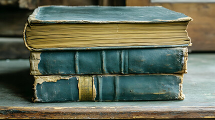 Stacked antique books with weathered covers evoke a sense of literary history