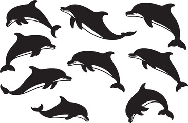 vector set of dolphins