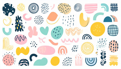 77 Abstract Hand-Drawn Shapes & Design Elements Trendy Pattern Creation Kit