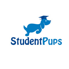 Modern Flat Style Dachshund with Graduation Cap Education Logo Design