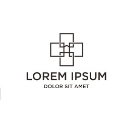 Obraz premium Simple Geometric Interlocking Square Shape Logo for Business Branding Identity