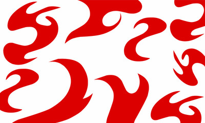 tribal style fire shaped vector design element with fiery red color on white background