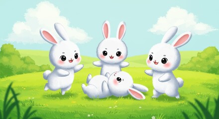 illustration of playing rabbit