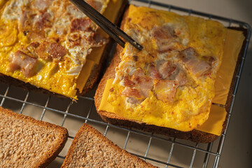 Delicious Bacon and Fried Egg Toast