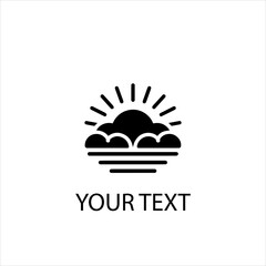 Sun and Cloud Spiritual Logo Vector – Abstract Divine Symbol Design Isolated on White Background