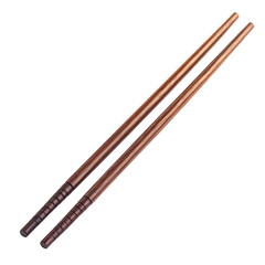 Wooden chopsticks isolated on white background