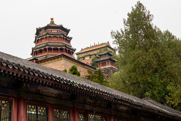 Fototapeta premium Beijing is known for its historical and cultural attractions, the Forbidden City, the Great Wall, the Old Summer Palace, luxurious and beautiful royal gardens, and traditional art.