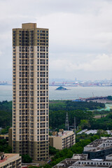 Towering High-Rise in an Urban Landscape