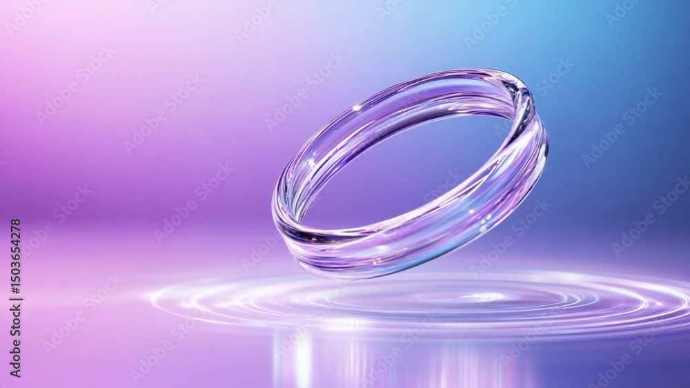 Poster Ethereal Embrace: A mesmerizing display of a transparent ring levitating gracefully against a vibrant gradient background, creating an abstract and captivating visual experience.