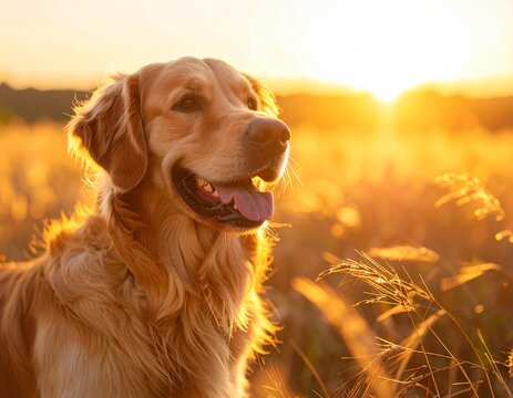 Close-up portrait of golden retriever with soft fur details