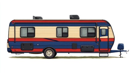 Retro Campervan Illustration: A Classic Road Trip Ready