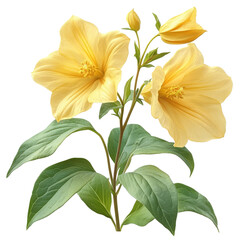 Fototapeta premium Elegant yellow blossoms: a botanical illustration of flowering plant with buds