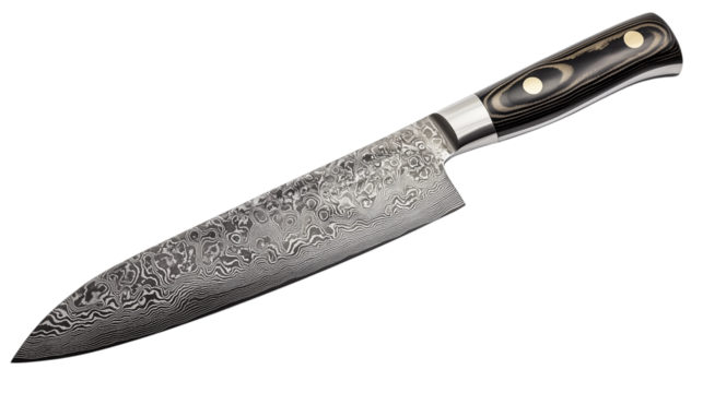 steel chef knife isolated on transparent background