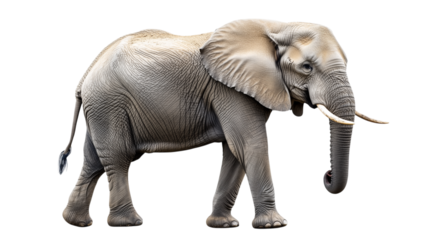 African elephant standing profile isolated on transparent background