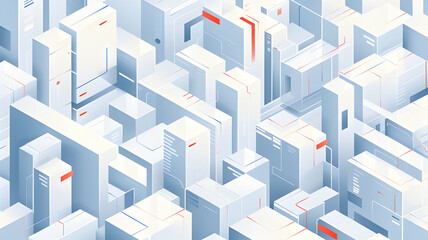 White and Blue Maze-Like Isometric City Design