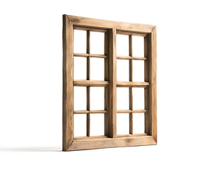 Wooden window frame, isolated, studio shot