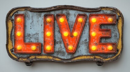 Vintage Rustic Live Sign with Illuminated Letters