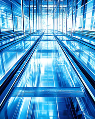 Obraz premium Blue Futuristic Corridor with Lights and Motion Blur