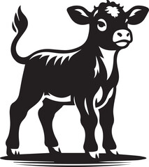 baby cow silhouette vector icon, baby cow logo vector