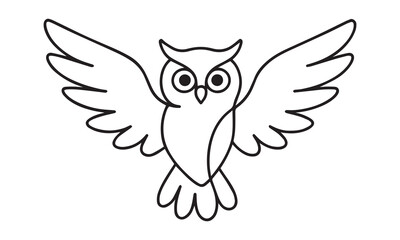 Flying Owl Line Art Illustration