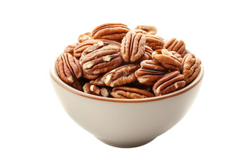 Fototapeta premium Bowl of pecan nuts isolated on transparent background