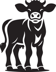 baby cow silhouette vector icon, baby cow logo vector