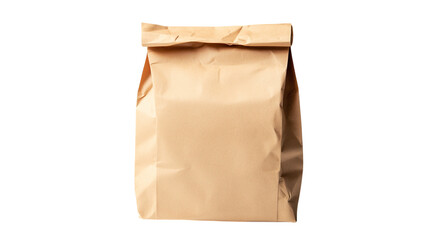 Brown paper lunch bag isolated on transparent background