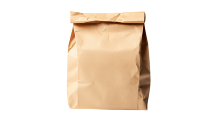Brown paper lunch bag isolated on transparent background