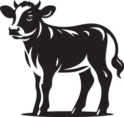 Obraz premium baby cow silhouette vector icon, baby cow logo vector