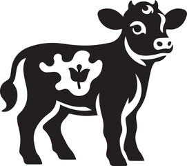 baby cow silhouette vector icon, baby cow logo vector