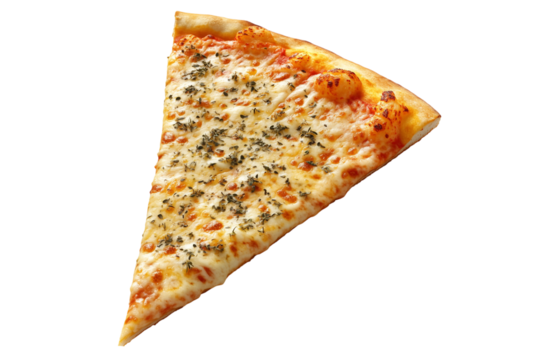 Single slice of cheese pizza isolated on transparent background - Powered by Adobe