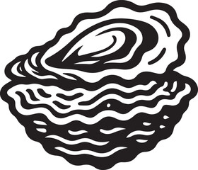 black and white oyster shell, oyster shell silhouette vector icon