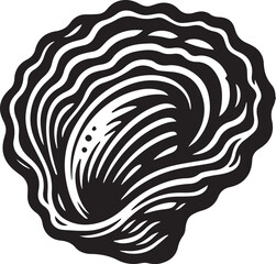 black and white oyster shell, oyster shell silhouette vector icon