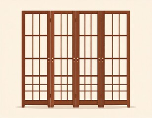 Traditional Wooden Sliding Door With Grid Pattern