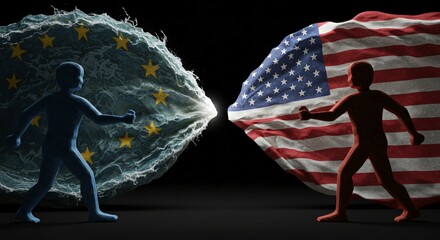 Europe and USA trade war, Europe VS USA tariffs, Euro VS Dollar taxes.