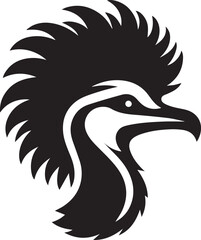 Obraz premium black and white emu head, emu head silhouette vector icon, emu head vector