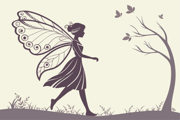 Whimsical Fairy Silhouette – Fantasy Art Illustration