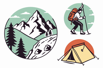 Adventure & Nature Mountain Icon Pack (AI, SVG, PNG)