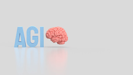 The AGI stands for Artificial General Intelligence technology concept 3d Rendering.