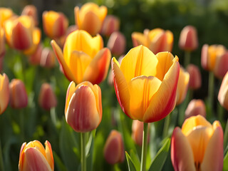 Obraz premium Scarlet Elegance Red Tulips in Focus