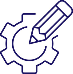 Gear with Pencil Outline Image for Graphic and Web Design, Apps, Adverts, Various Cards
