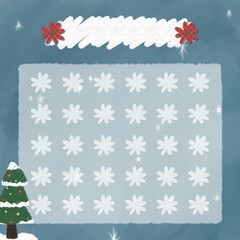 Winter snow christmas tree sticker illustration background