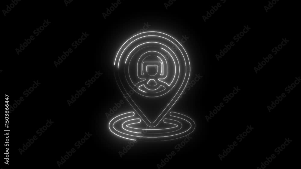 Aufkleber white glowing user location icon animation on black background for app development