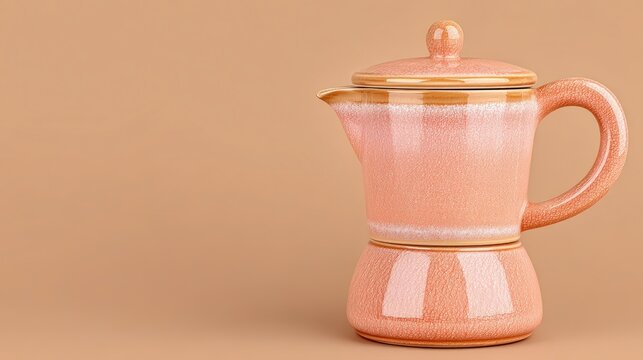 Elegant Pink Ceramic Coffee Pot  Studio Shot  Home Decor  Kitchenware
