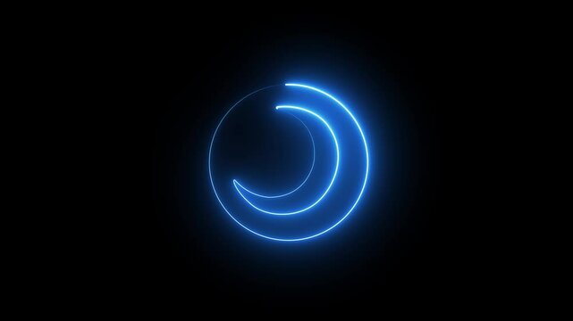Glowing Neon neon no entry forbidden icon. neon animation of neon sleep mode shape on black background, blue glowing lines , 4K vertical animated seamless loop template for social network.