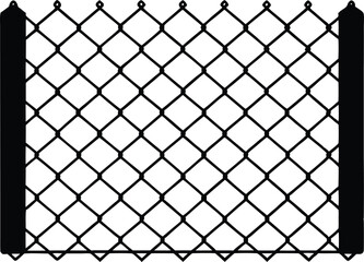 Fototapeta premium Chain link net silhouette, Decorative fence wire mesh isolated silhouette. vector illustration