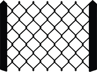 Naklejka premium Chain link net silhouette, Decorative fence wire mesh isolated silhouette. vector illustration