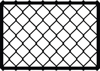 Fototapeta premium Chain link net silhouette, Decorative fence wire mesh isolated silhouette. vector illustration