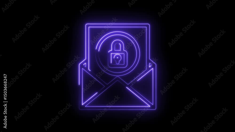 Poster glowing neon email security concept for digital privacy and secure communication overlay element